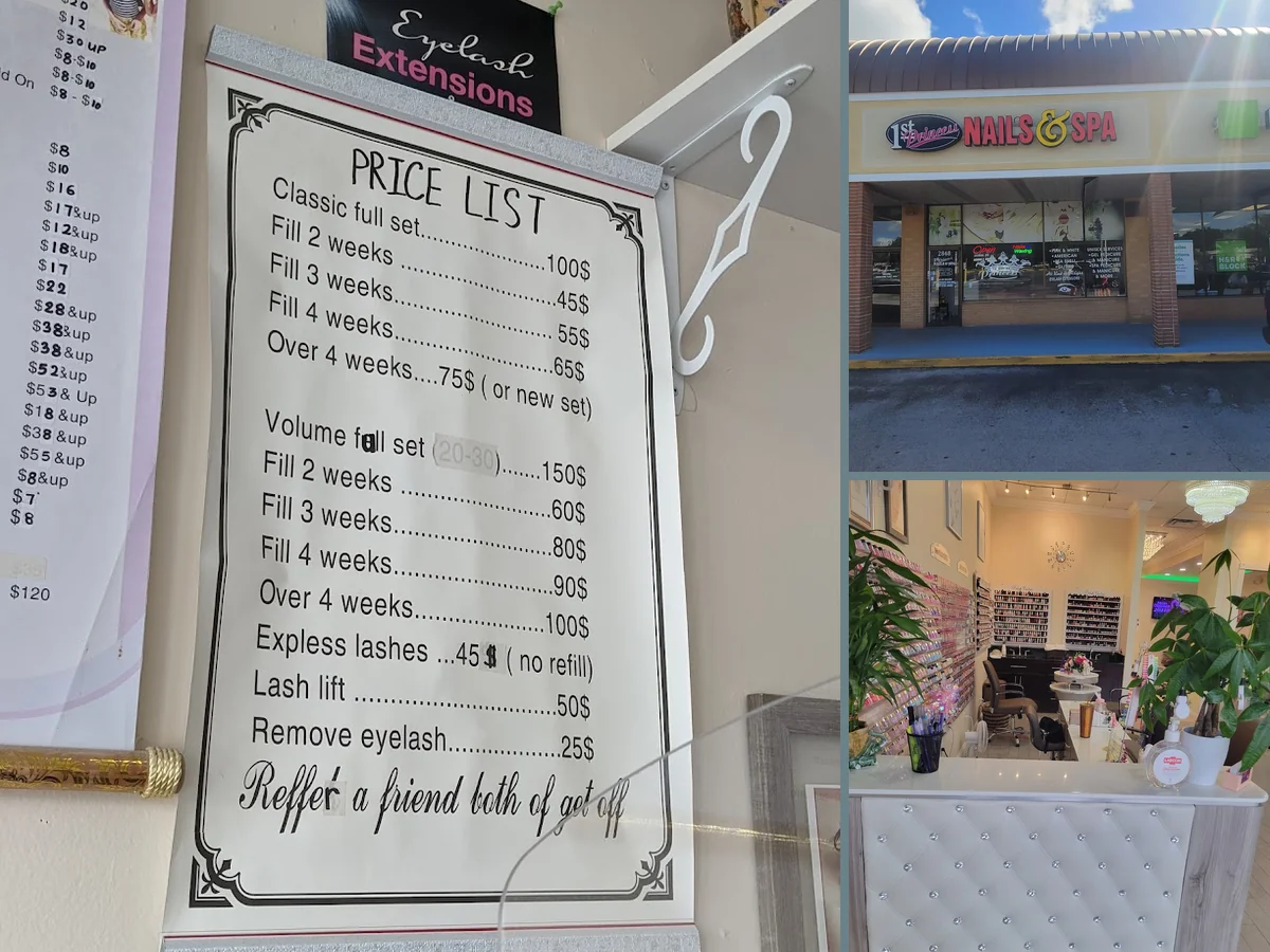 Manicured nails on display at a nail salon.